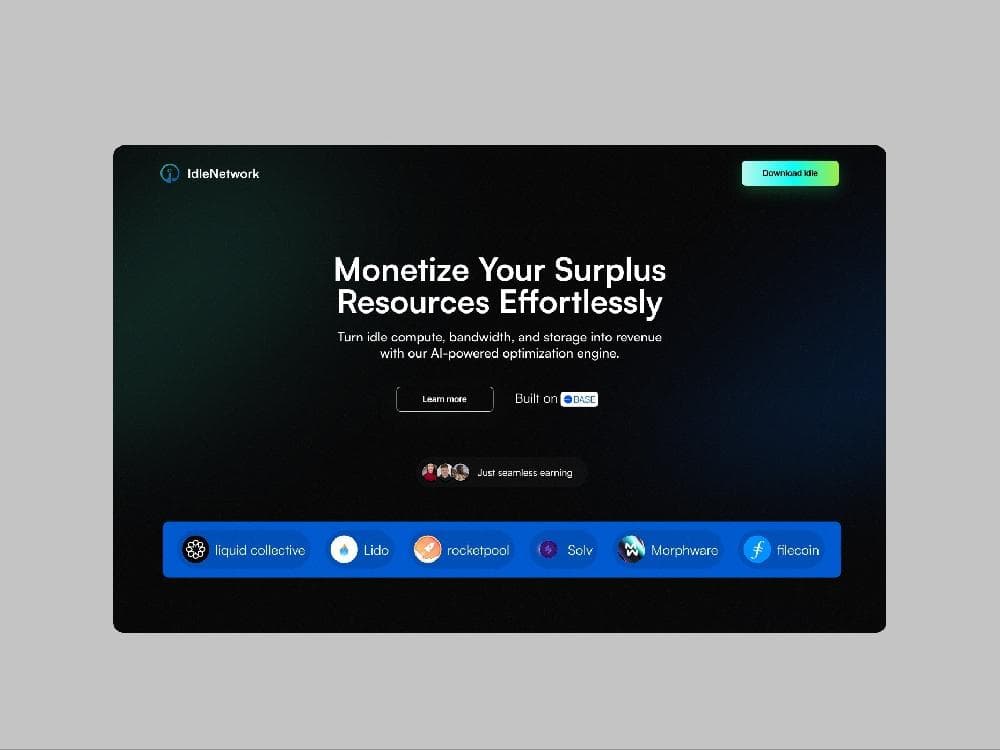 IdleNetwork — DeFi landing page